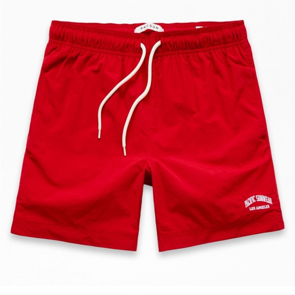 PacSun Men's Red Swim Shorts